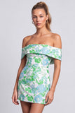 Green Strapless Floral Printed Bodycon Short Homecoming Dress