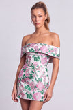 Green Strapless Floral Printed Bodycon Short Homecoming Dress
