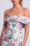 Green Strapless Floral Printed Bodycon Short Homecoming Dress