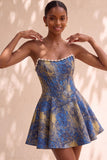 Light Green A-Line Pearl Corset Strapless Basque Waist Short Homecoming Dress