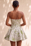 Light Green Corset Strapless Basque Waist Short Homecoming Dress