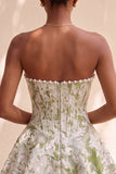 Light Green Corset Strapless Basque Waist Short Homecoming Dress