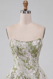 Light Green Corset Strapless Basque Waist Short Homecoming Dress