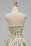 Light Green Corset Strapless Basque Waist Short Homecoming Dress