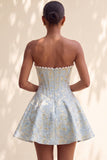 Light Green A-Line Pearl Corset Strapless Basque Waist Short Homecoming Dress