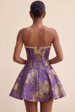 Light Green A-Line Pearl Corset Strapless Basque Waist Short Homecoming Dress