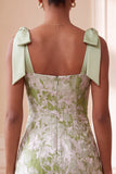 Light Green Sheath Square Neck Ruffled Short Homecoming Dress with Beading