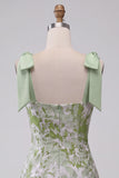 Light Green Sheath Square Neck Ruffled Short Homecoming Dress with Beading
