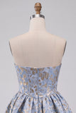Light Blue Corset Sweetheart Short Homecoming Dress with Rhinestone