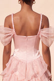 Pink Corset Sweetheart Ruffled Short Homecoming Dress