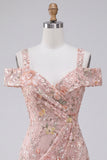 Blush Bodycon Cold Shoulder Floral Short Homecoming Dress with Embroidery