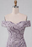 Glam Lilac Bodycon Off the Shoulder Sequins Short Homecoming Dress