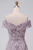 Glam Lilac Bodycon Off the Shoulder Sequins Short Homecoming Dress