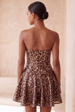 Glam Leopard Sequin Strapless Fit & Flare Mini Homecoming Dress