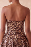 Glam Leopard Sequin Strapless Fit & Flare Mini Homecoming Dress