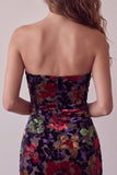 Black Bodycon Strapless Floral Print Mini Homecoming Dress with Fringes