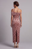 Desert Rose Velvet Asymmetrical One‑Shoulder Ruched Shealth Mother of the Bride Dress