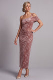 Desert Rose Velvet Asymmetrical One‑Shoulder Ruched Shealth Mother of the Bride Dress