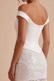 Off The Shoulder Floral Lace Bodycon Mini Little White Dress