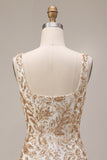 Champagne Sheath Square Neck Appliqued Short Homecoming Dress