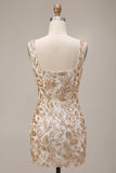 Champagne Sheath Square Neck Appliqued Short Homecoming Dress