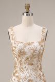 Champagne Sheath Square Neck Appliqued Short Homecoming Dress