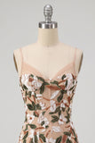 Light Khaki Corset Bodycon Sweetheart Short Homecoming Dress with Side Slit