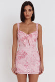 Sparkly Pink Sequins Corset Thick Straps Short Homecoming Dress with Bow