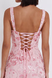 Sparkly Pink Sequins Corset Thick Straps Short Homecoming Dress with Bow