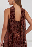 Black Sheath Strapless Ruched Burnout Velvet Long Bridesmaid Dress with Neck Scarf