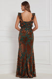 Terracotta Sweetheart Burnout Velvet Mermaid Long Bridesmaid Dress with Side Slit
