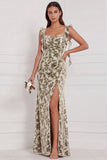 Terracotta Sweetheart Burnout Velvet Mermaid Long Bridesmaid Dress with Side Slit