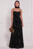 Brown Burnout Velvet A-Line Cowl Neck Long Bridesmaid Dress