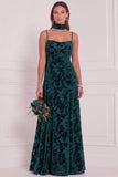 Brown Burnout Velvet A-Line Cowl Neck Long Bridesmaid Dress
