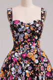 Apricot A-Line Sweetheart Floral Short Homecoming Dress