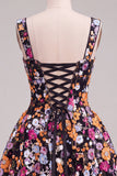 Apricot A-Line Sweetheart Floral Short Homecoming Dress