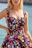 Apricot A-Line Sweetheart Floral Short Homecoming Dress
