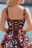 Apricot A-Line Sweetheart Floral Short Homecoming Dress