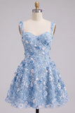 Apricot A-Line Sweetheart Floral Short Homecoming Dress