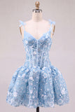 Pink Corset Sweetheart Short Homecoming Dress with Flowers