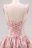 Pink Corset Sweetheart Short Homecoming Dress with Flowers