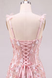 Pink Corset Sheath Sweetheart Floral Short Homecoming Dress