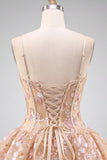 Apricot Corset Sweetheart Floral Short Homecoming Dress