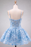 Apricot Corset Sweetheart Floral Short Homecoming Dress