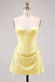Daffodil Corset Strapless Mini Homecoming Dress