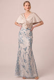 Sparkly Champagne Mermaid Sequins Long Mother Of the Bride Dress with 3D Appliques