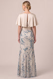 Sparkly Champagne Mermaid Sequins Long Mother Of the Bride Dress with 3D Appliques