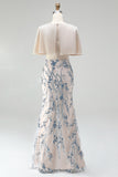 Sparkly Champagne Mermaid Sequins Long Mother Of the Bride Dress with 3D Appliques