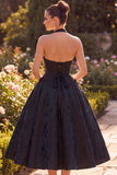 White Rockabilly Vintage Halter Corset Full Circle Midi 1950s Dress