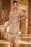 Sparkly Black Golden Bodycon Sequins Short Great Gatsby Party Dress with Fringes